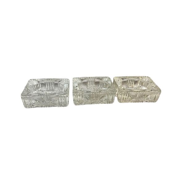 Vintage Salt Cellars Salt Dip Set Of 3 Clear Glass Salt Cellars - Picture 1 of 9